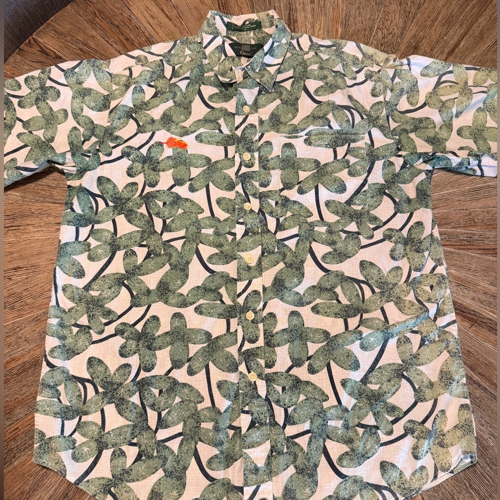 Orvis Fly Fishing Shirt Mens Y2K Medium Cotton Embroidered Lure button up